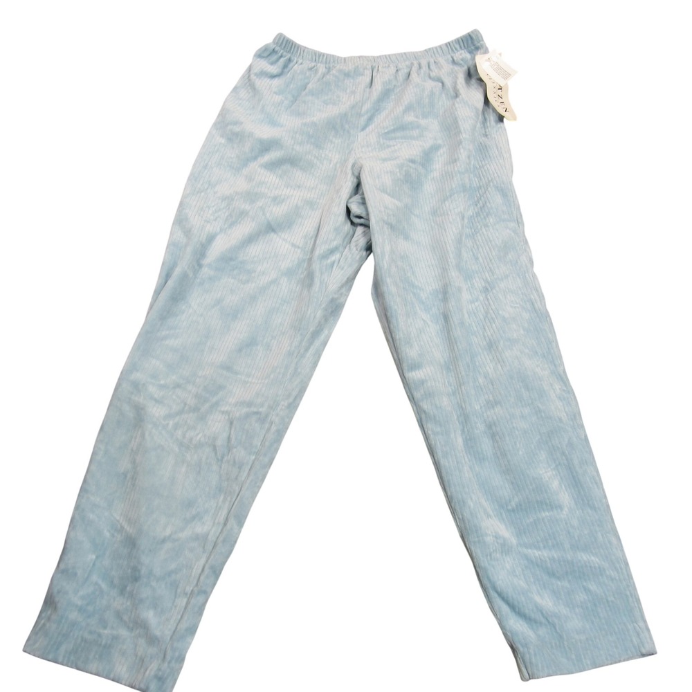 Jantzen Classics Womens XL Light Blue Corduroy Velour Elastic Waist Pants NWT
